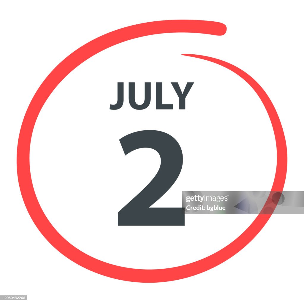 July 2 Date Circled In Red On White Background High-Res Vector Graphic ...