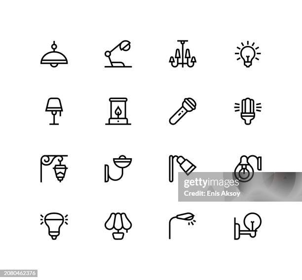 lighting icons - flashlight night stock illustrations