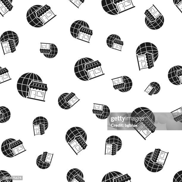 online shopping. seamless pattern. icons on white background - duplicate payment stock illustrations