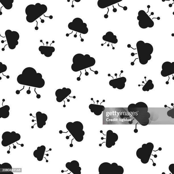 cloud computing. seamless pattern. icons on white background - digitalization background stock illustrations