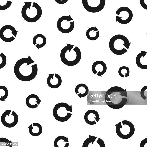 refresh. seamless pattern. icons on white background - recycle symbol background stock illustrations