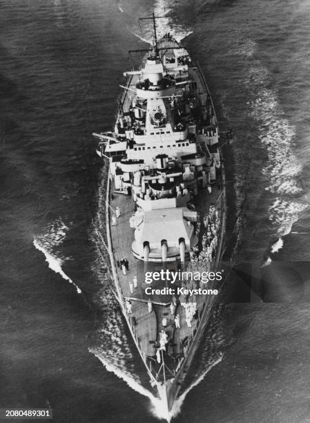 The German Kriegsmarine Deutschland-class Panzerschiff pocket battleship Admiral Graf Spee underway in the English Channel en route to the Atlantic...