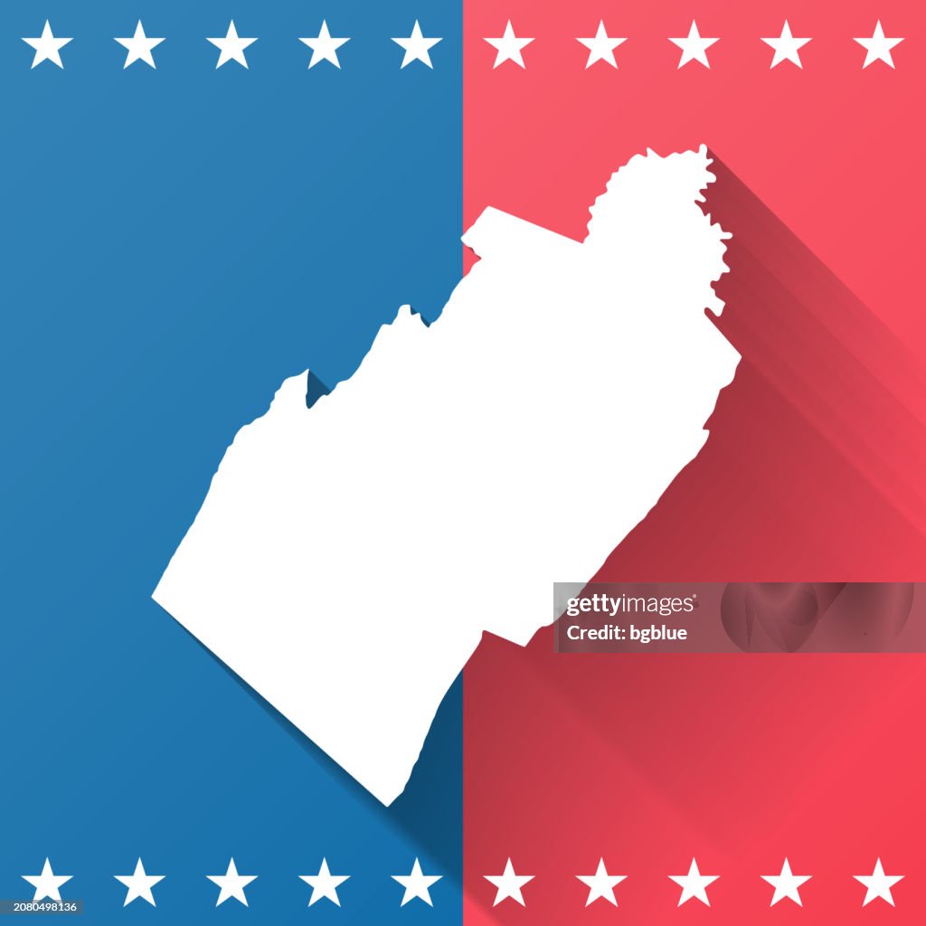 Shenandoah County, Virginia. Map on blue and red background