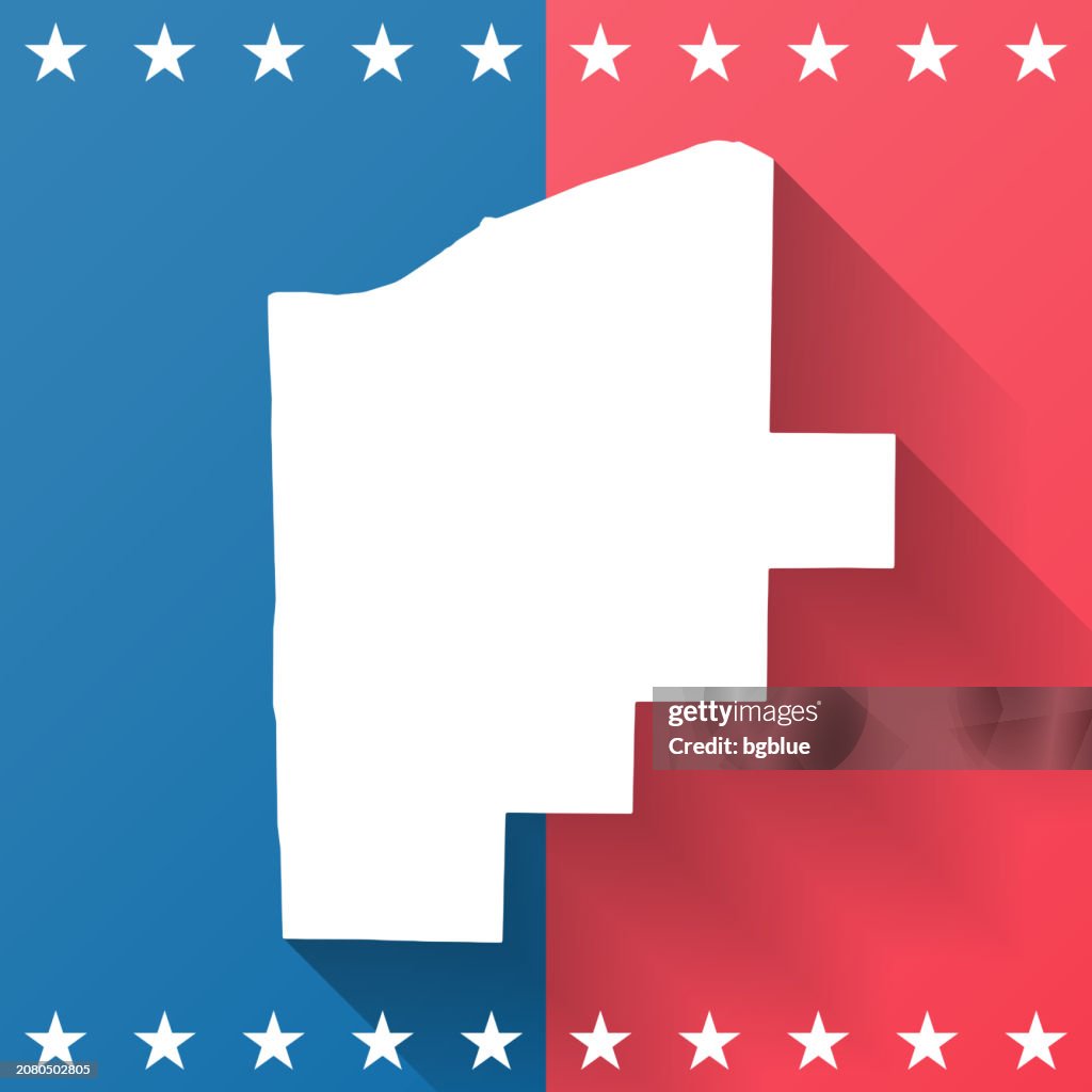 Lorain County, Ohio. Map on blue and red background