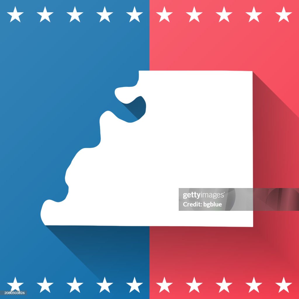 Buchanan County, Missouri. Map on blue and red background