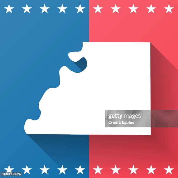 Buchanan County Missouri Map On Blue And Red Background High-Res Vector Graphic