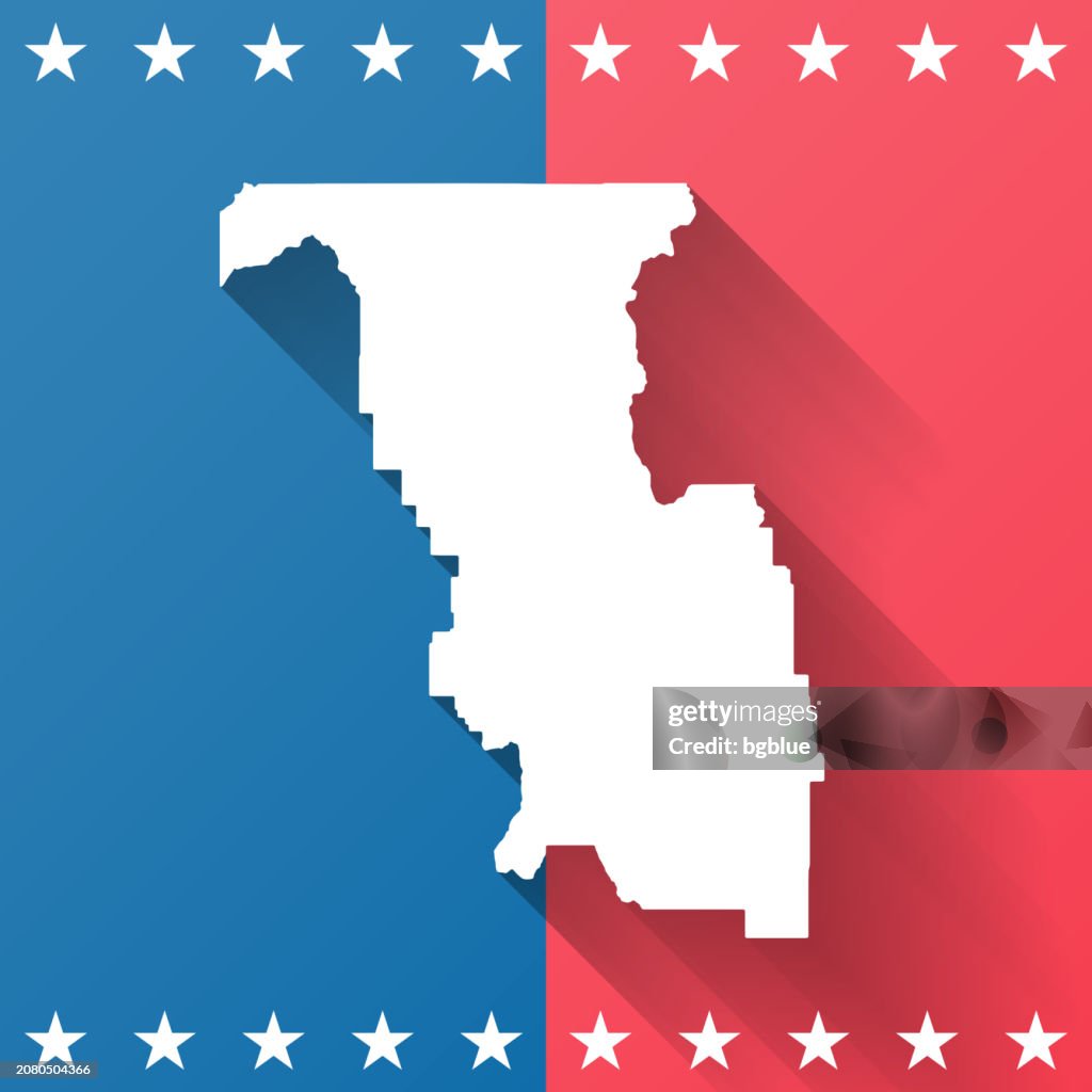 Bannock County, Idaho. Map on blue and red background