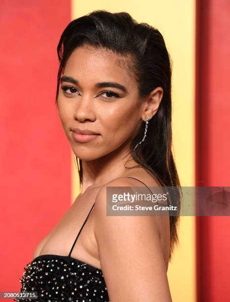 Alexandra Shipp arrives at the 2024 Vanity Fair Oscar Party Hosted By Radhika Jones at Wallis Annenberg Center for the Performing Arts on March 10,...