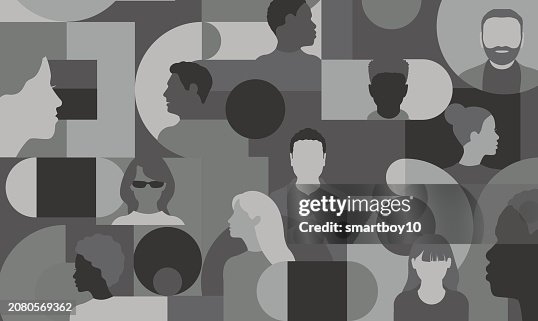 Profile Patterns Head Profiles With Geometric Pattern Black And White High-Res Vector ...