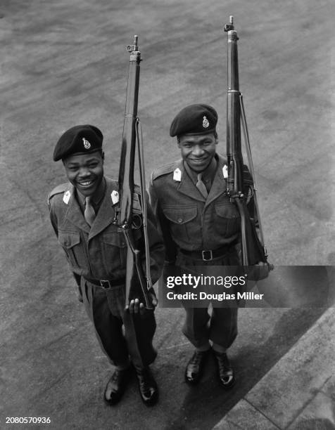 Senior cadet Omar Lawan of Maiduguri Kanem-Bornu Province and Senior Cadet Zakariya Maimalari of Nguru Bornu Province standing smartly on parade at...