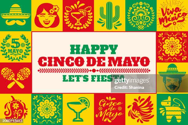 cinco de mayo - icons frame - v1 - cinco de mayo stock illustrations