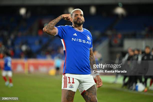 Anderson Lopes of Yokohama F.Marinos celebrates after scoring the team's first goal during the AFC Champions League quarter final second leg match...