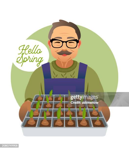 gardener - yard work gloves stock illustrations