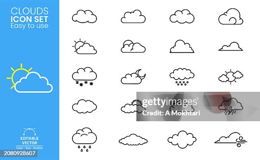 Cloud line icon set. Cloud line icon set.