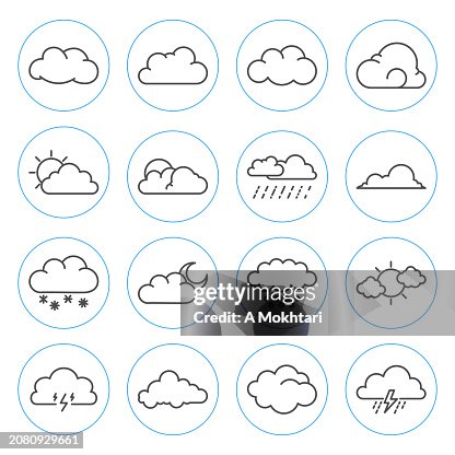 Cloud line icon set. Cloud line icon set.