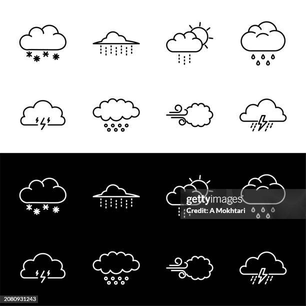 cloud icon on white or black background. - rain black background stock illustrations