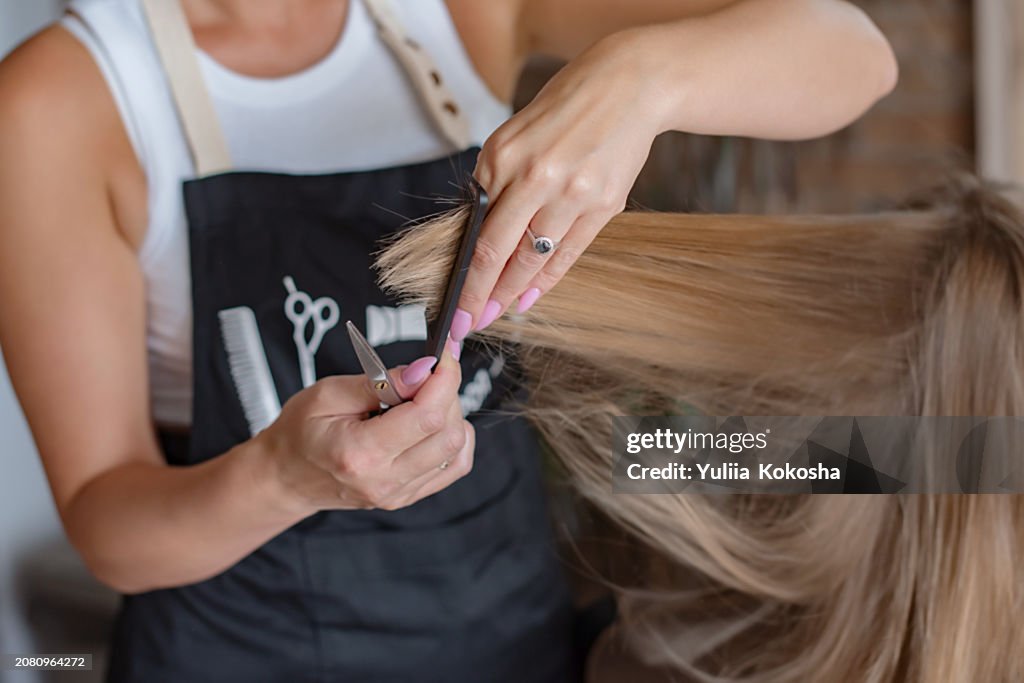 Hair cutting in salon