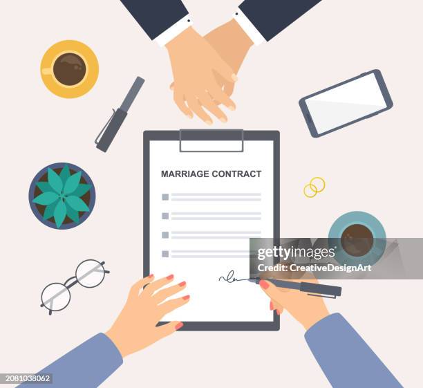 High Contrat Image 30 Prenuptial Agreements High Res Illustrations - Getty Images