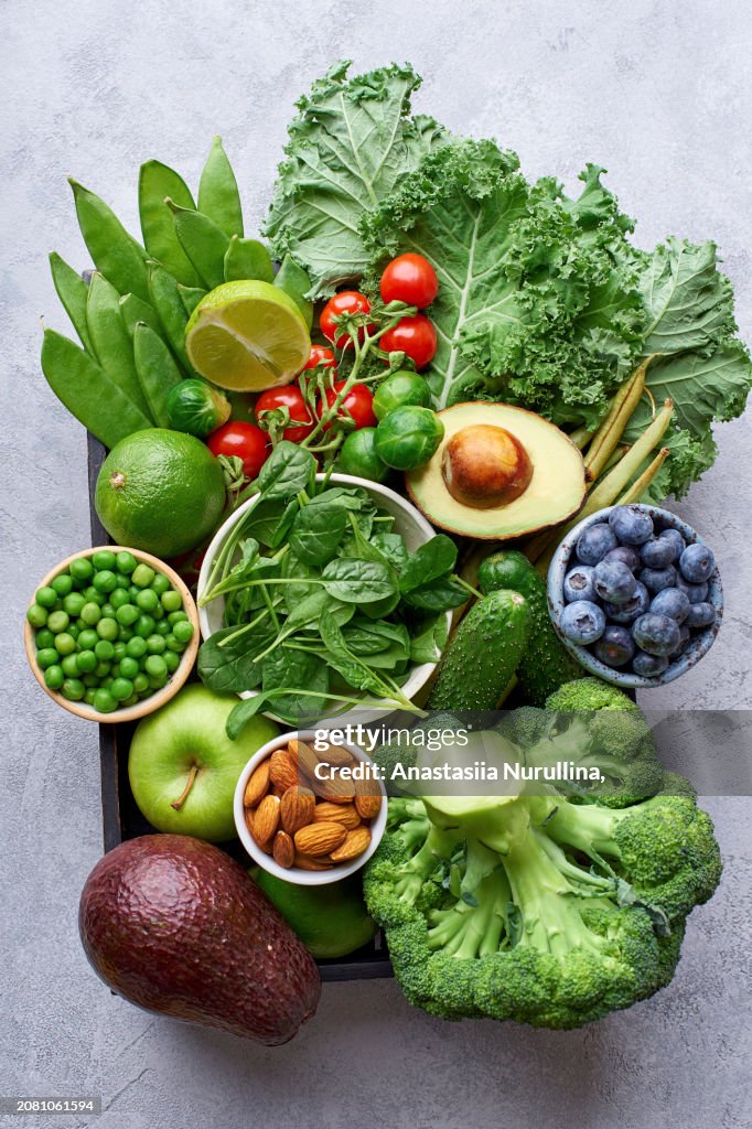 Healthy vegetarian food ingredients box