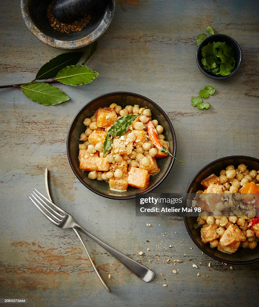 A pumpkin and chickpea medley with chilli