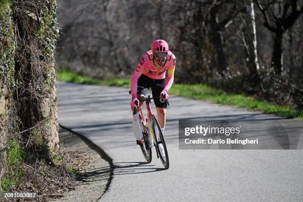 Alberto Bettiol of Italy and Team EF Education - EasyPost competes in the breakaway competes during the 105th Milano-Torino 2024 a 177km one day race...