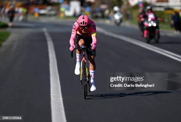 Alberto Bettiol of Italy and Team EF Education - EasyPost competes in the breakaway during the 105th Milano-Torino 2024 a 177km one day race from Rho...