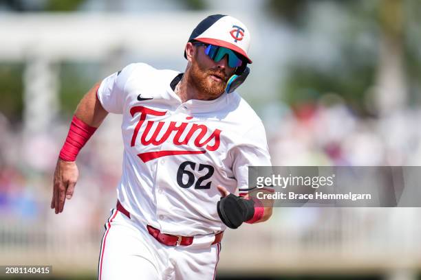 Brian O'Keefe of the Minnesota Twins runs during a spring training game against the New York Yankees on March 9, 2024 at the Lee County Sports...