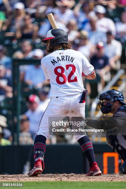 Austin Martin of the Minnesota Twins bats during a spring training game against the New York Yankees on March 9, 2024 at the Lee County Sports...