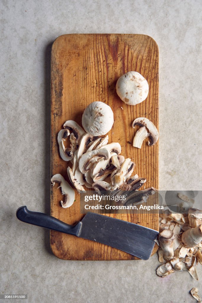 Fresh mushrooms sliced