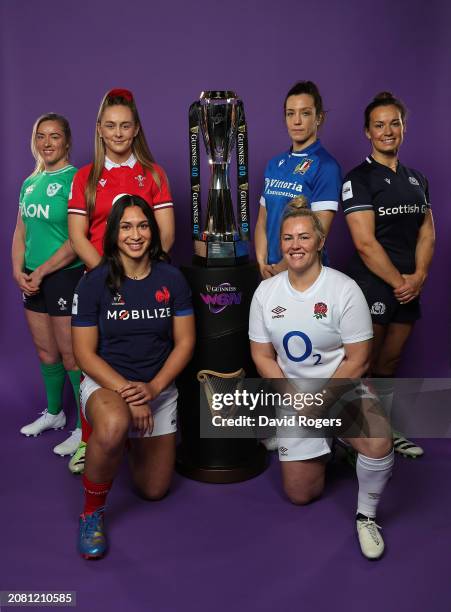 Edel McMahon, Ireland captain, Hannah Jones, Wales captain, Manae Feleu, France captain, Marlie Packer, England captain, Elisa Giordano, Italy...