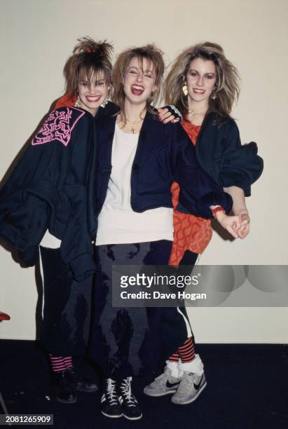British all-girl pop group Bananarama, London, 1984. Left to right. Siobhan Fahey, Keren Woodward and Sarah Dallin.