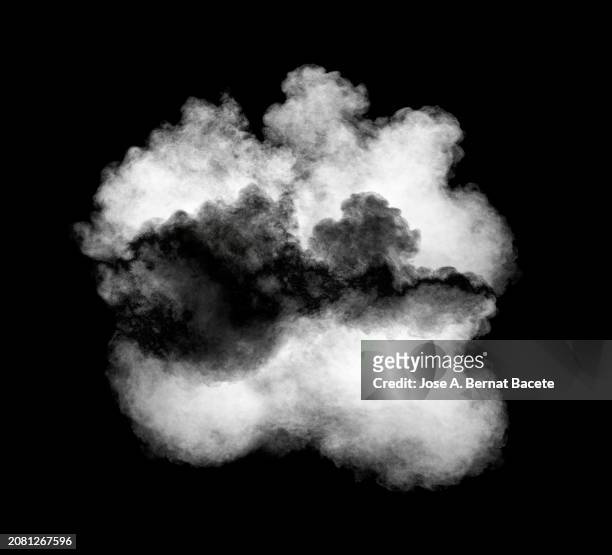smoke cloud from an explosion on a black background. - detonator stock pictures, royalty-free photos & images