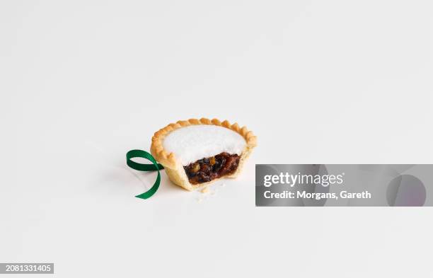 iced topped mince pies - cake isolated stock pictures, royalty-free photos & images
