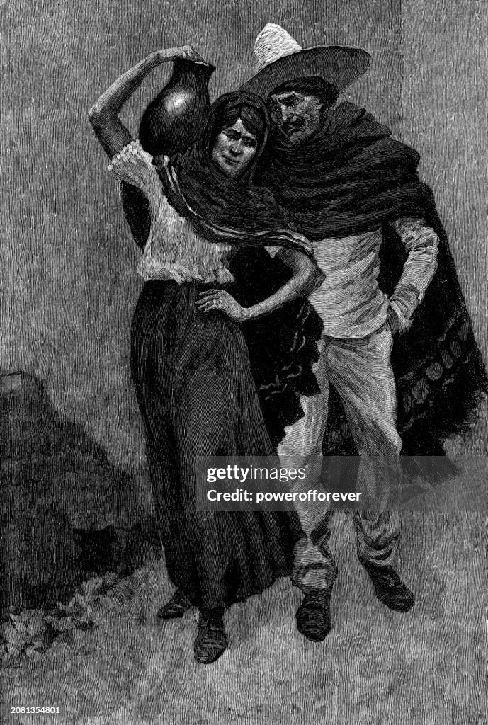 Mexican Couple Wearing Traditional Clothing in Texas, United States - 19th Century