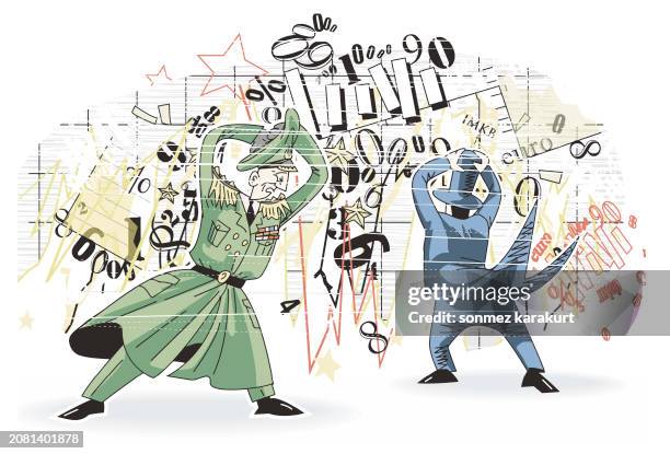 soldiers politicians and crisis - recession stock illustrations