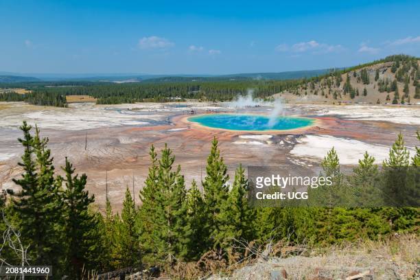 Grand Prismatic Spring in the Midway Geyser Basin of Yellowstone National Park, Wyoming.