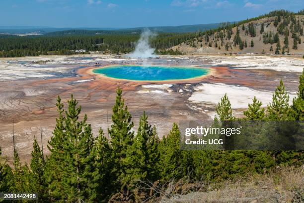 Grand Prismatic Spring in the Midway Geyser Basin of Yellowstone National Park, Wyoming.