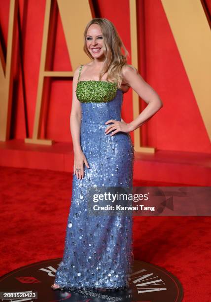 Kylie Minogue attends the 2024 Vanity Fair Oscar Party hosted by Radhika Jones at the Wallis Annenberg Center for the Performing Arts on March 10,...