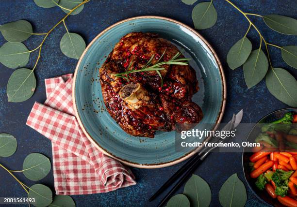 christmas evening table with roasted ham pork knuckle - christmas leg ham stock pictures, royalty-free photos & images