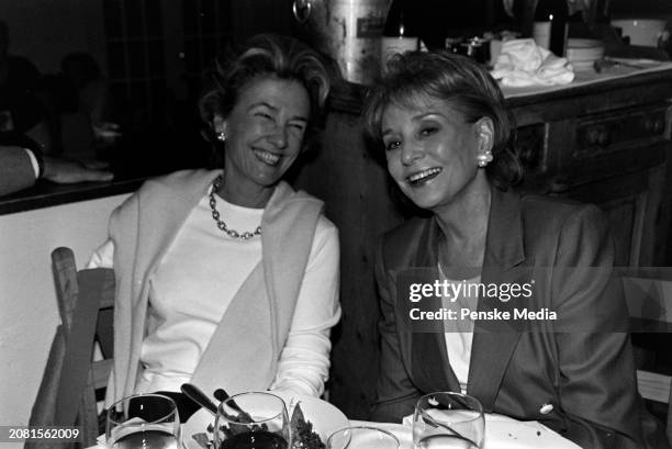Elizabeth Rohatyn and Barbara Walters attend a private screening of "The Cradle Will Rock" at the Bantry residence in the Wainscott neighborhood of...