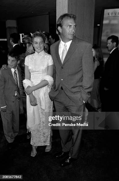 Joe Costner, Lily Costner, and Kevin Costner attend the local premiere of "For Love of the Game" at the Cineplex Odeon Cinema in Century City,...