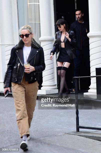 Dylan Meyer and Kristen Stewart are seen on March 13, 2024 in New York City.