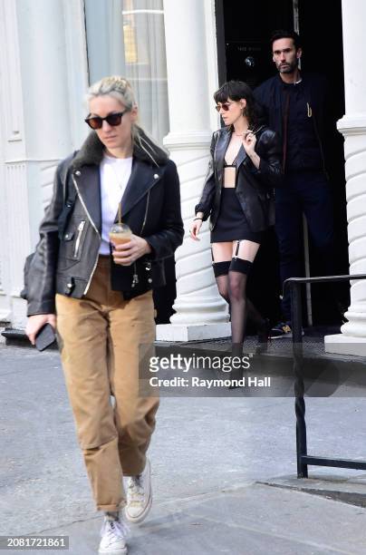 Kristen Stewart and Dylan Meyer are seen on March 13, 2024 in New York City.
