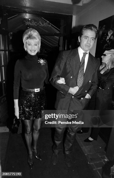 Ivana Trump and Count Roffredo Gaetani dell'Aquila d'Aragona Lovatelli attend a 15th-anniversary party at Indochine, a restaurant in New York City,...