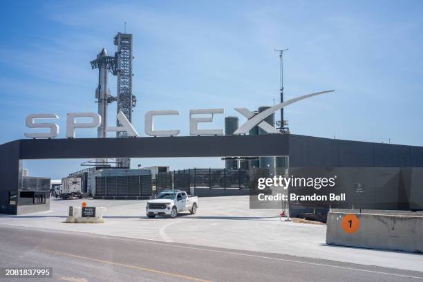 The Starbase facility is seen a day before Starship Flight 3's scheduled launch near Boca Chica beach on March 13, 2024 in Brownsville, Texas. SpaceX...