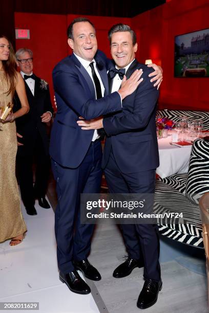 Will Arnett and Jon Hamm attend the 2024 Vanity Fair Oscar Party Hosted By Radhika Jones at Wallis Annenberg Center for the Performing Arts on March...