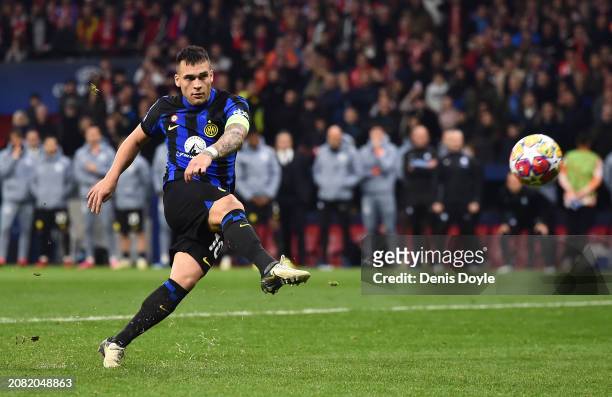Lautaro Martinez of FC Internazionale misses the team's fifth and deciding penalty in the penalty shoot out during the UEFA Champions League 2023/24...