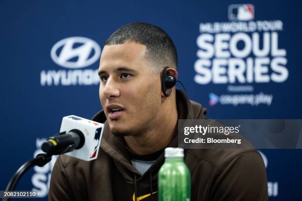 Manny Machado baseball player of the San Diego Padres team, during the 2024 Seoul Series Workout Day at Gocheok Sky Dome ahead of the Major League...