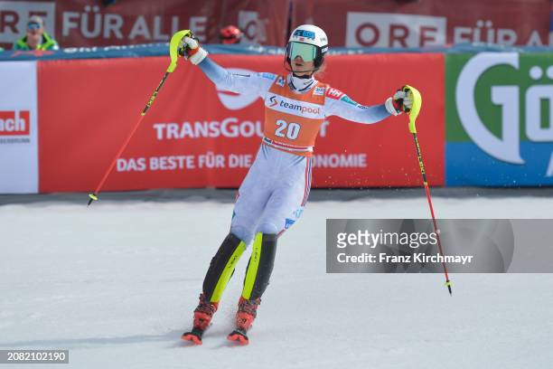 Mina Fuerst Holtmann of Norway competes during the Women´s Slalom at Audi FIS Alpine Ski World Cup Finals on March 16, 2024 in Saalbach-Hinterglemm,...