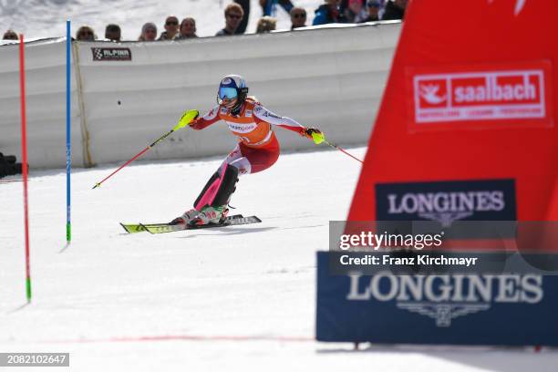 Katharina Truppe of Austria competes during the Women´s Slalom at Audi FIS Alpine Ski World Cup Finals on March 16, 2024 in Saalbach-Hinterglemm,...